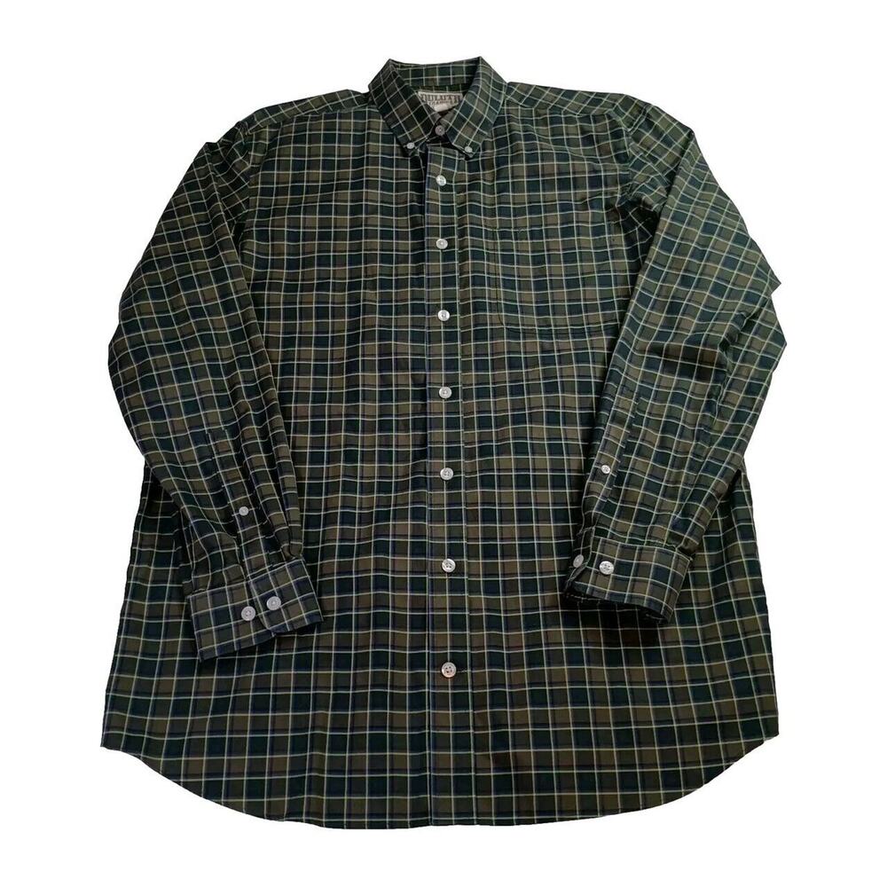 Duluth Trading Co Shirt Men's LT Big & Tall Green Check 100% Cotton Button Down